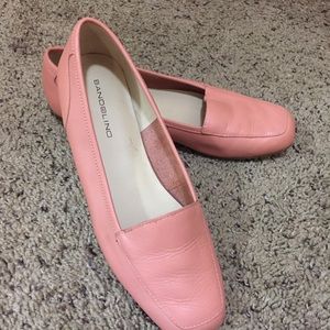 comfortable  coral nude pink leather flat